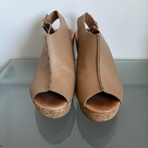 Laconte - Tan Buckle Wedge Sandal